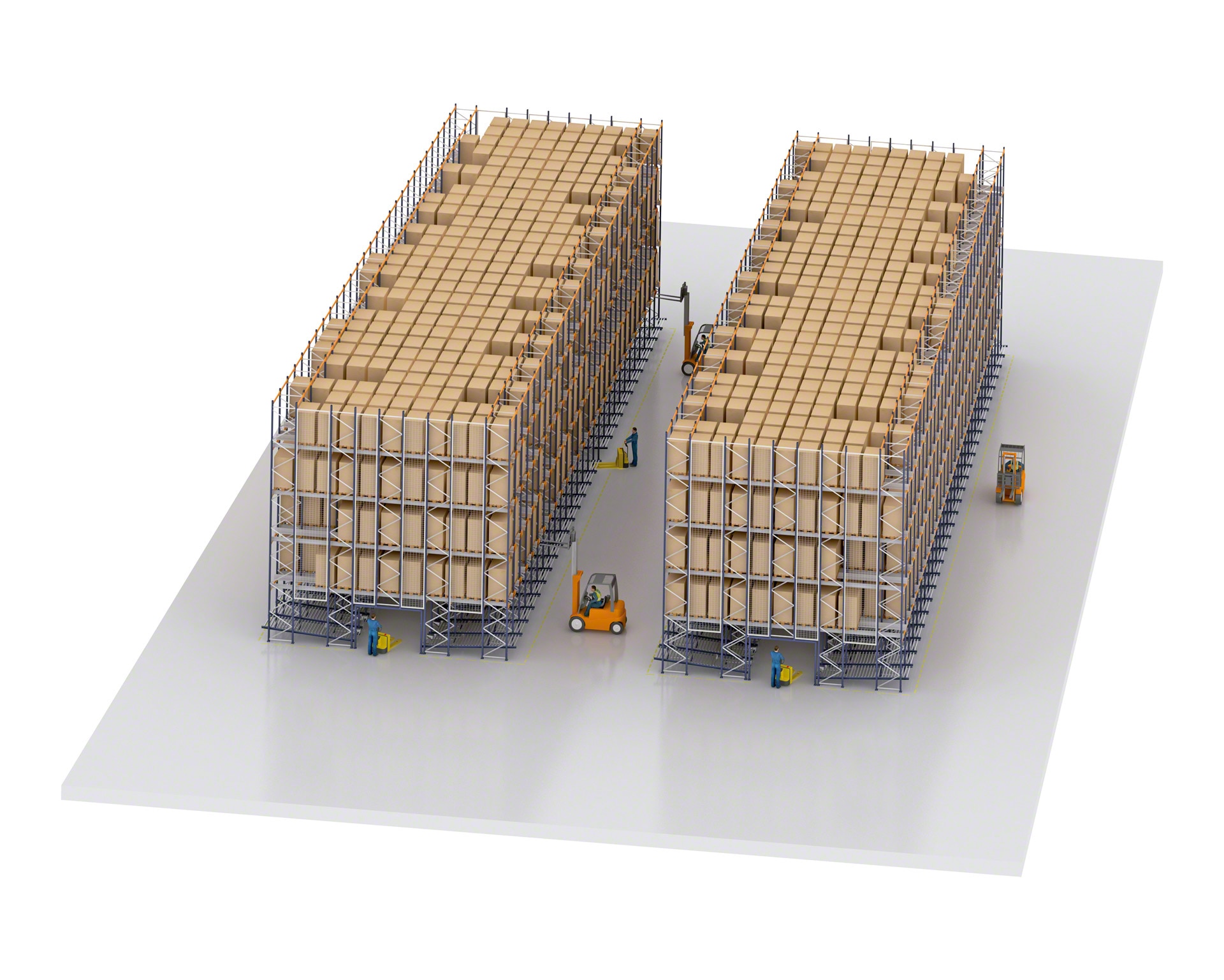 En almacenes de gran rotación con Pallet Shuttle se reserva una parte de la instalación para picking dinámico