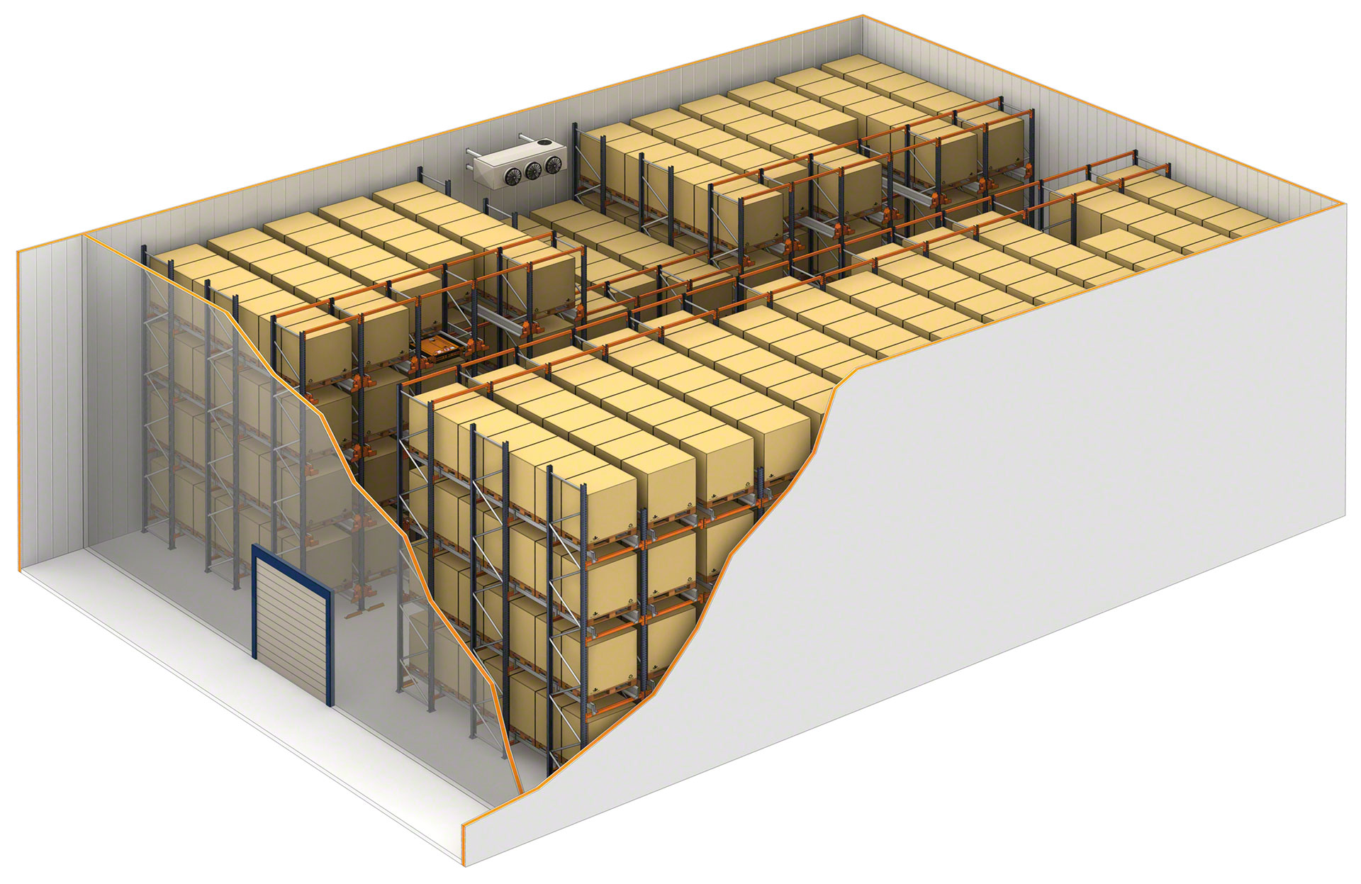 El sistema Pallet Shuttle es una solución ideal para cámaras frigoríficas