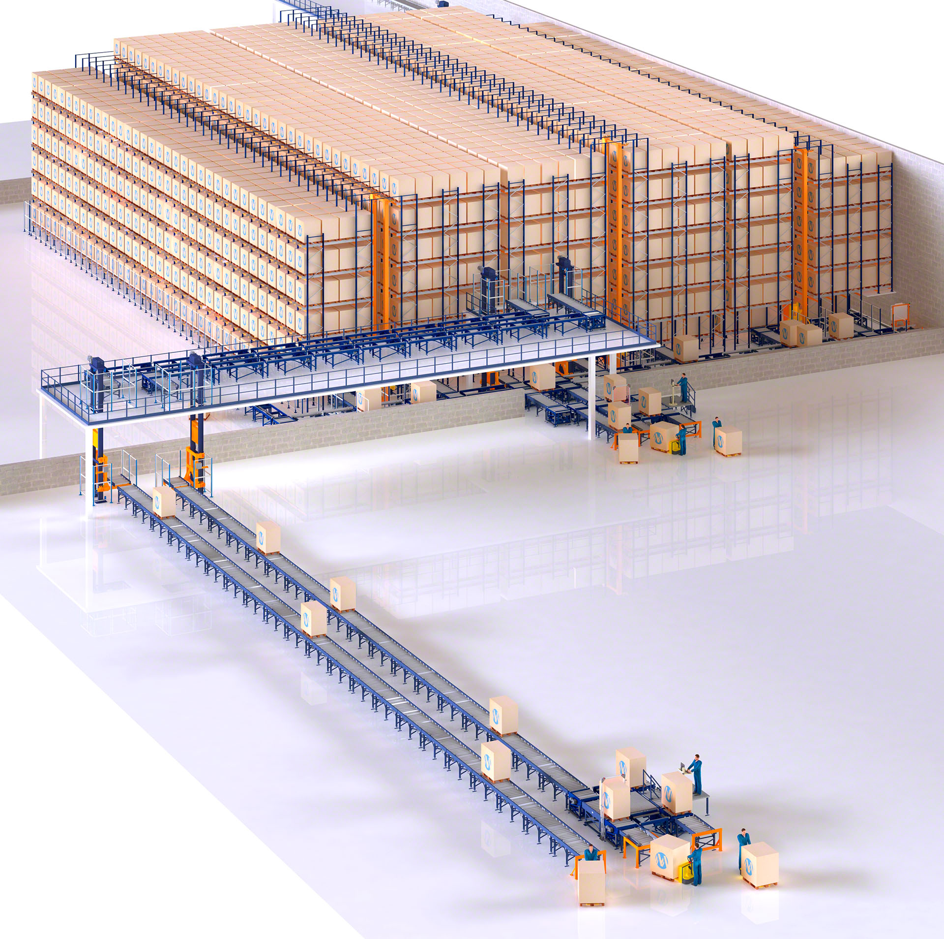 El sistema Pallet Shuttle automático se puede adaptar a almacenes de poca altura