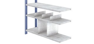 Las divisorias de panel permiten subdividir los niveles de almacenaje de las estanterías M3