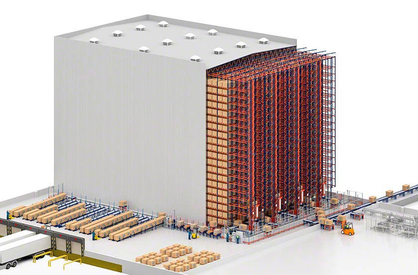 Las estanterías conforman la estructura del autoportante Las estanterías conforman la estructura del autoportante