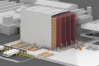 El sistema autoportante se utiliza con frecuencia para la construcción de almacenes automáticos