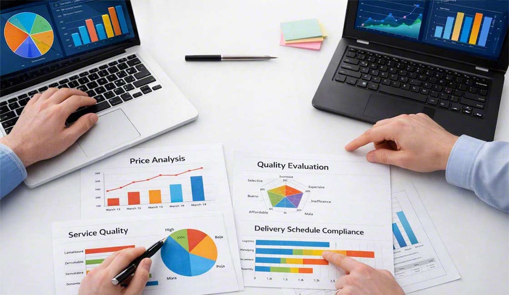 Una evaluación de proveedores relevante debe girar en torno a precio, calidad, servicio y cumplimiento de plazos de entrega