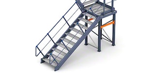 Las escaleras de los altillos industriales se ajustan a diferentes alturas