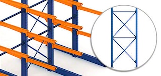 Los atirantados y las uniones de columna rigidizan las estanterías cantilever