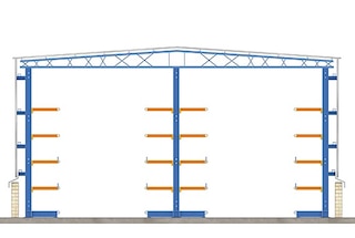 Las estanterías tipo cantilever se pueden emplear para la construcción de almacenes autoportantes