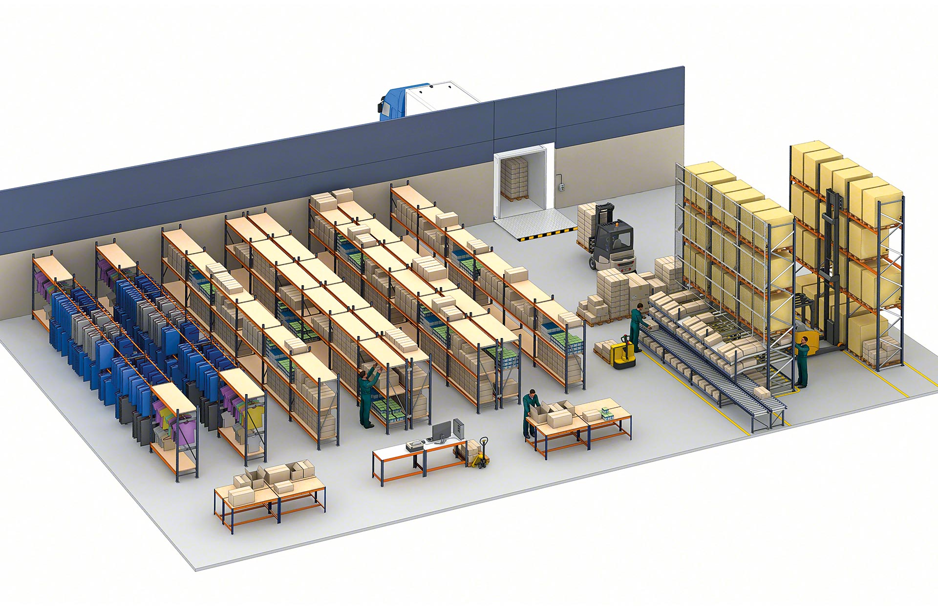 Las estanterías para almacenaje de carga pesada y mediana se emplean con frecuencia en el sector e-commerce