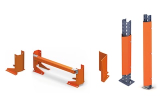 Las diferentes protecciones resguardan los elementos verticales de las estanterías frente a impactos accidentales