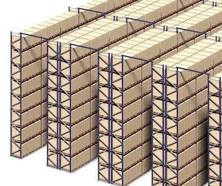 Refuerzo de seguridad con uniones pórtico en la parte superior de las estanterías Refuerzo de seguridad con uniones pórtico en la parte superior de las estanterías