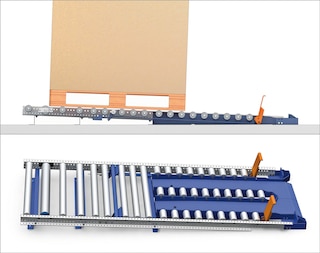 Los canales dinámicos a ras de suelo posibilitan la descarga de mercancía mediante transpaletas