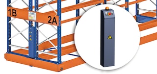 Desde los armarios embarcados se puede controlar el movimiento de las bases móviles de la Movirack Desde los armarios embarcados se puede controlar el movimiento de las bases móviles de la Movirack