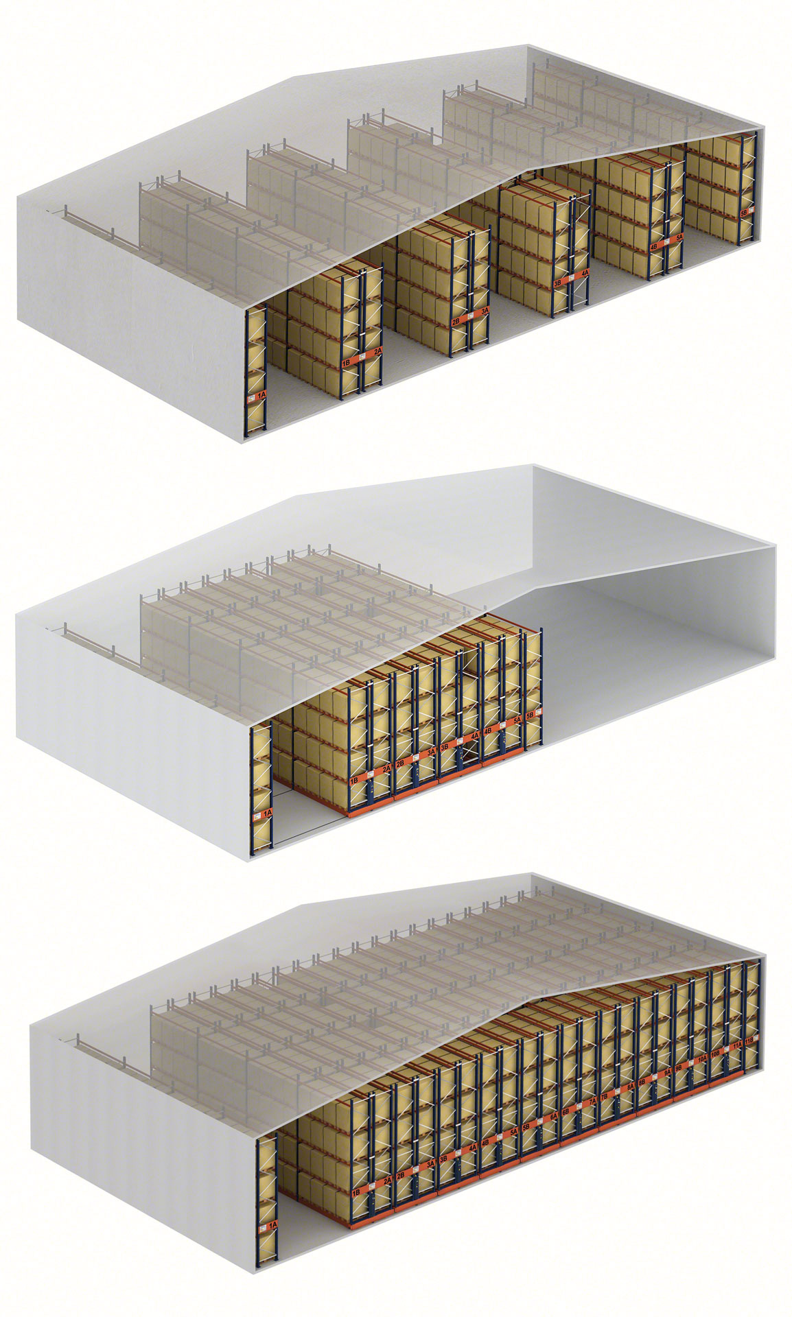 El sistema Movirack permite ahorrar espacio en relación con las estanterías de paletización convencionales