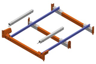El conjunto para dos palets se compone de solo dos carriles y dos carros