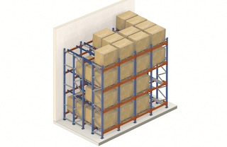 Las estanterías push-back son un sistema de almacenaje compacto con acceso a la mercancía desde un solo pasillo