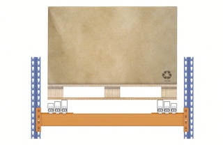 En la configuración con carros, los palets se apoyan sobre los carros, a excepción del último, que se apoya sobre los carriles
