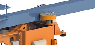 Testero superior del transelevador para cajas del miniload