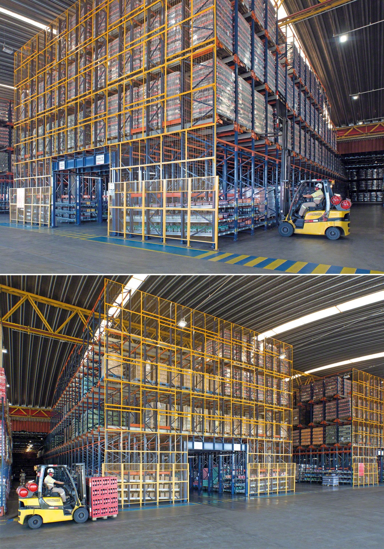 El sistema de almacenamiento Pallet Shuttle se puede combinar con un nivel suelo de picking dinámico para los operarios