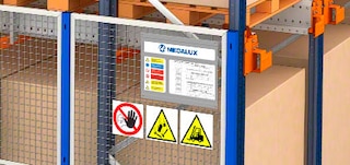 Pictogramas de seguridad en estanterías con Pallet Shuttle