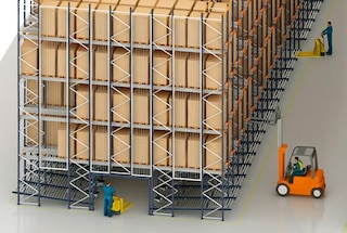 Pallet Shuttle con niveles inferiores para estanterías de picking dinámico