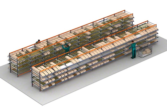 Las estanterías dinámicas para picking operan según el principio FIFO