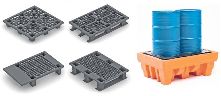 Diferentes modelos constructivos de paletas de plástico